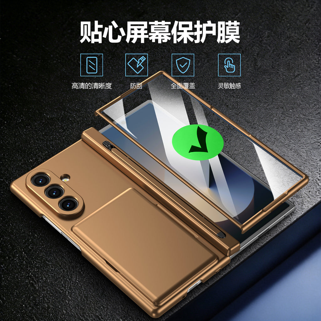 Cross-Border Applicable in Europe and America, Samsung Zfold8 Phone Case with Card Holder, Pen Slot, Folding Stand, Fold7/6/5 Protective Cover
