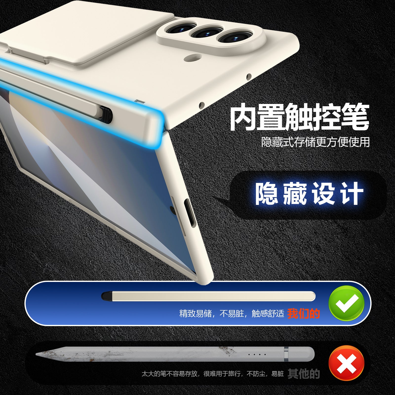 Cross-Border Applicable in Europe and America, Samsung Zfold8 Phone Case with Card Holder, Pen Slot, Folding Stand, Fold7/6/5 Protective Cover