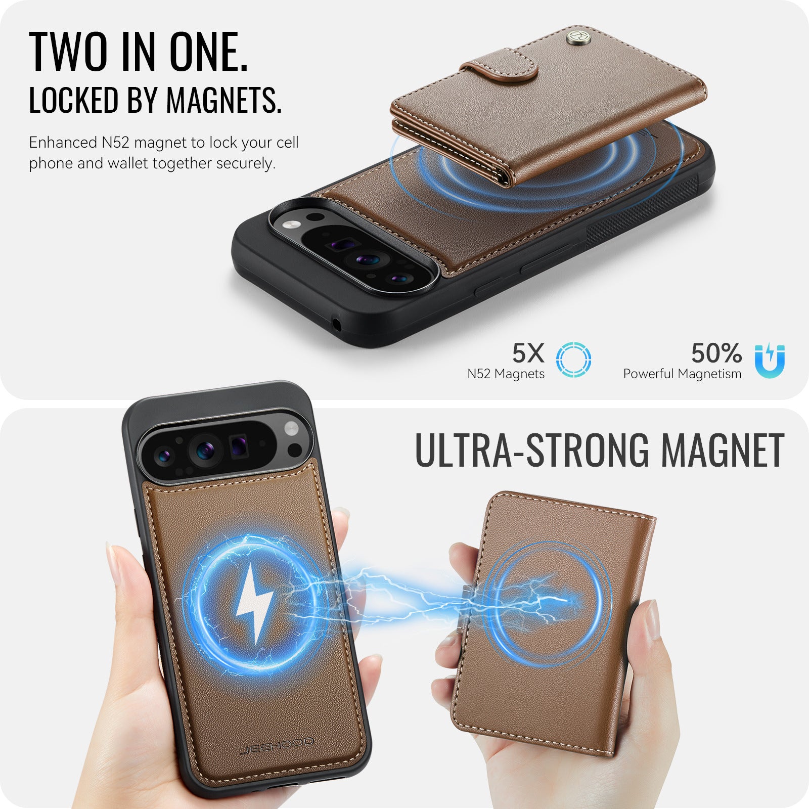 Suitable for Google 11Proxl Magnetic Two-In-One Wireless Charging Phone Case Pixel 10 Card Holder Protective Cover
