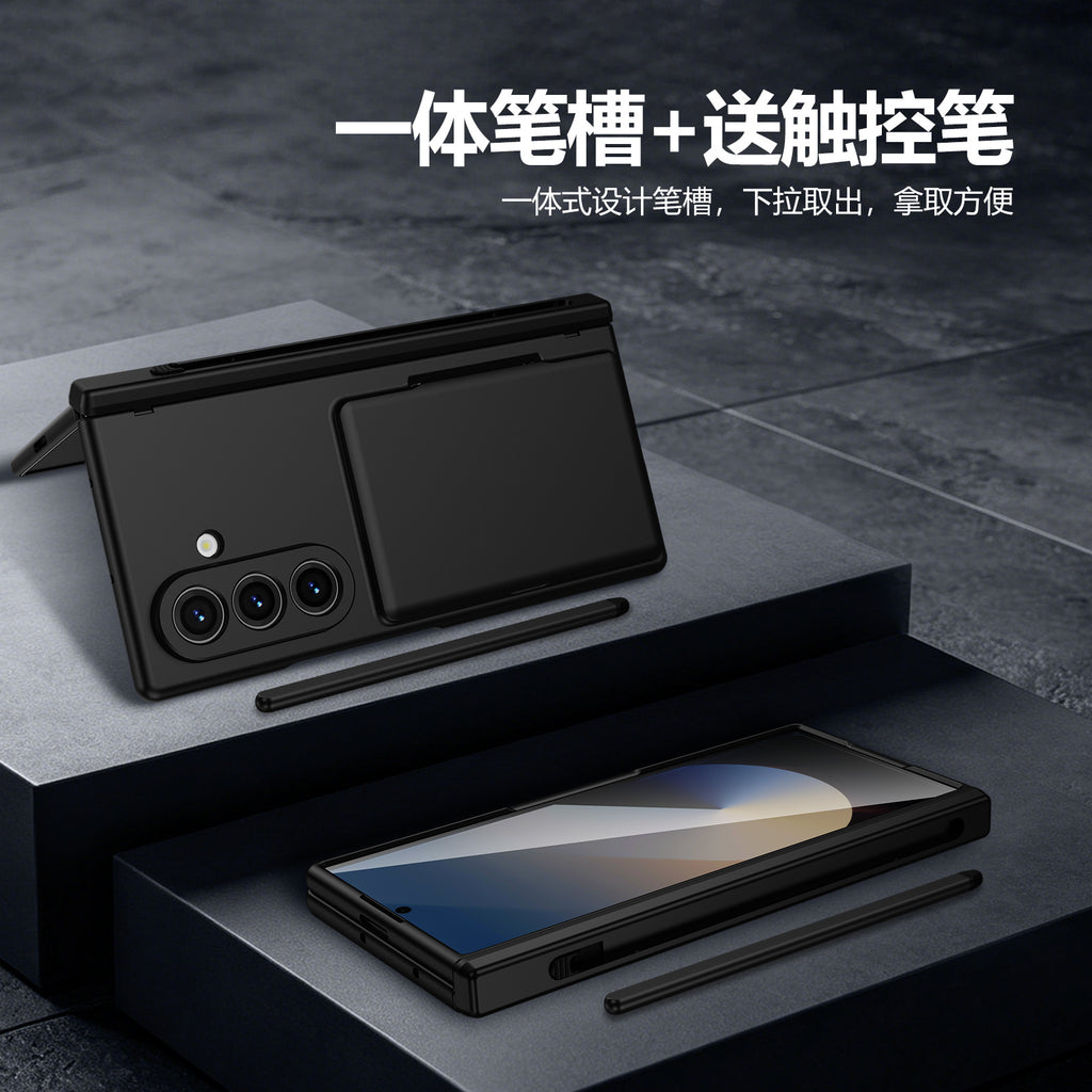 Cross-Border Applicable in Europe and America, Samsung Zfold8 Phone Case with Card Holder, Pen Slot, Folding Stand, Fold7/6/5 Protective Cover