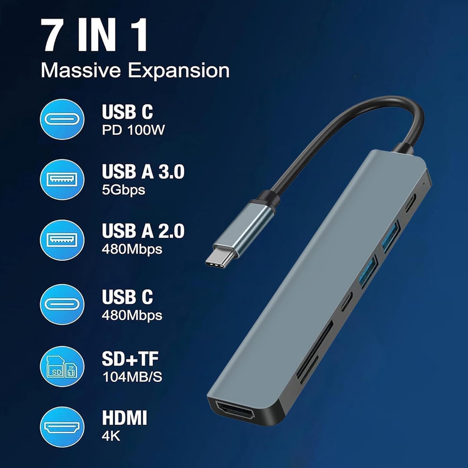 typec docking station hd4K mobile phone tablet computer switch game machine multi-function usb seven-in-one docking station