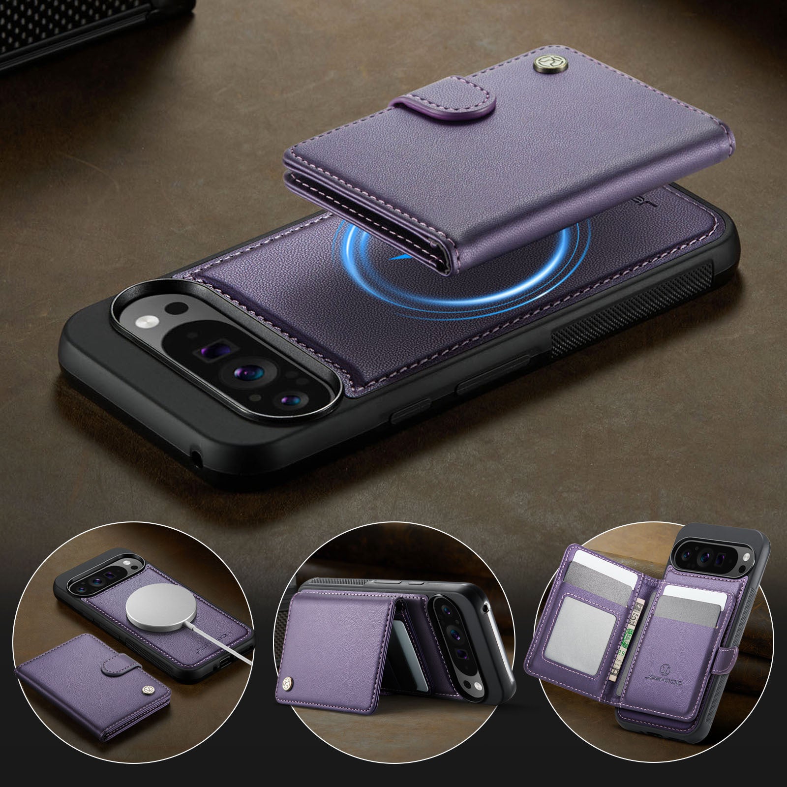 Suitable for Google 11Proxl Magnetic Two-In-One Wireless Charging Phone Case Pixel 10 Card Holder Protective Cover