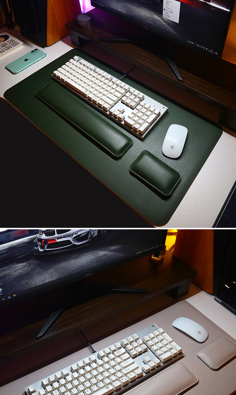 Source factory simple leather mouse pad oversized wrist keyboard hand rest solid color computer office wrist pad wholesale