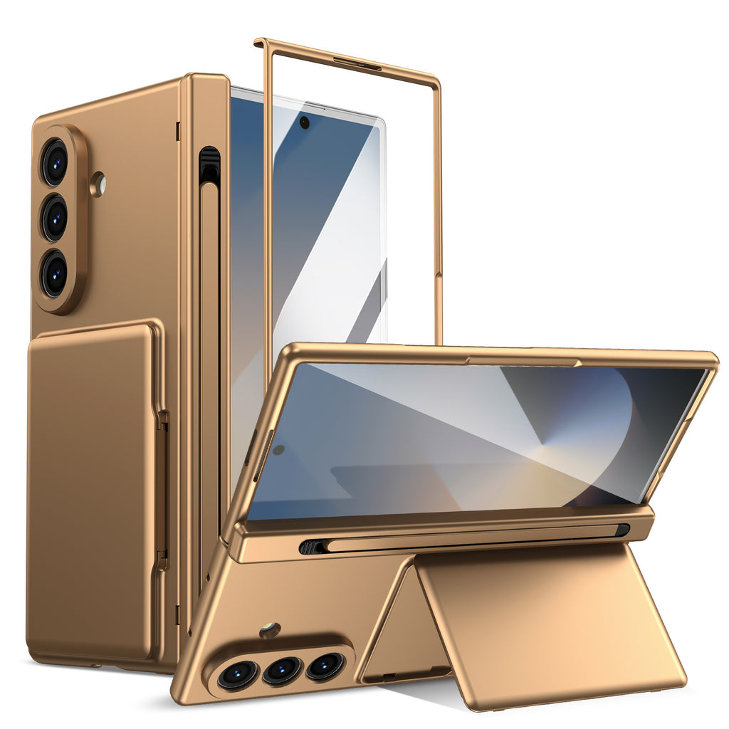 Cross-Border Applicable in Europe and America, Samsung Zfold8 Phone Case with Card Holder, Pen Slot, Folding Stand, Fold7/6/5 Protective Cover