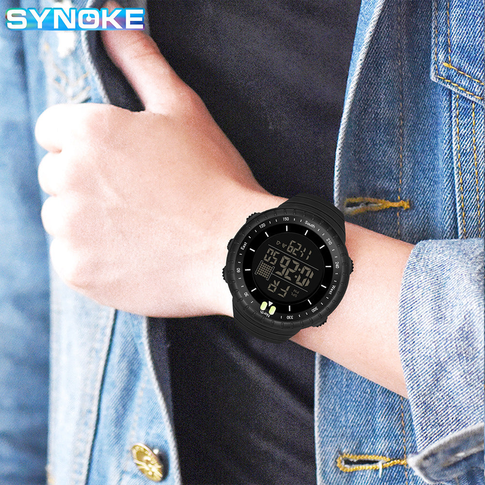 Factory Product Synoke Sports Electronic Watch Outdoor Mountaineering Multi-Functional Luminous Waterproof Large Dial Fashionable Commuter Watch