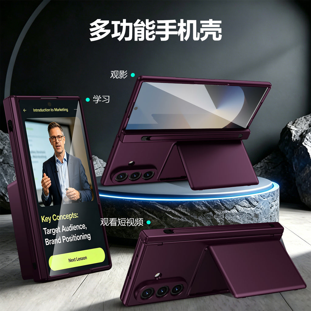 Cross-Border Applicable in Europe and America, Samsung Zfold8 Phone Case with Card Holder, Pen Slot, Folding Stand, Fold7/6/5 Protective Cover