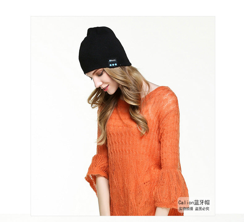 Amazon New Knitted Pullover Cap Winter Warm Charging Removeable Wireless Bluetooth Call Headset Music Hat