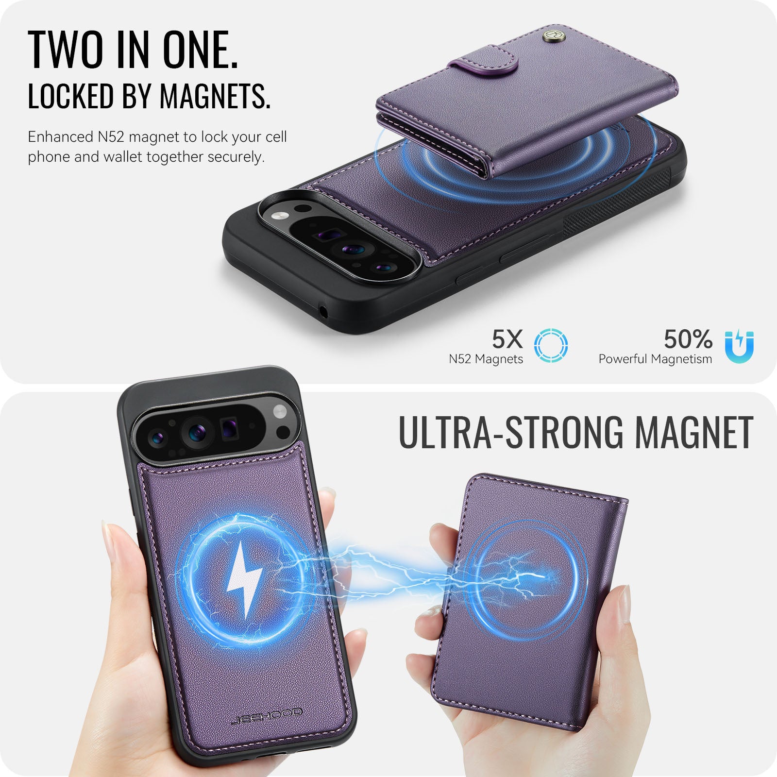 Suitable for Google 11Proxl Magnetic Two-In-One Wireless Charging Phone Case Pixel 10 Card Holder Protective Cover