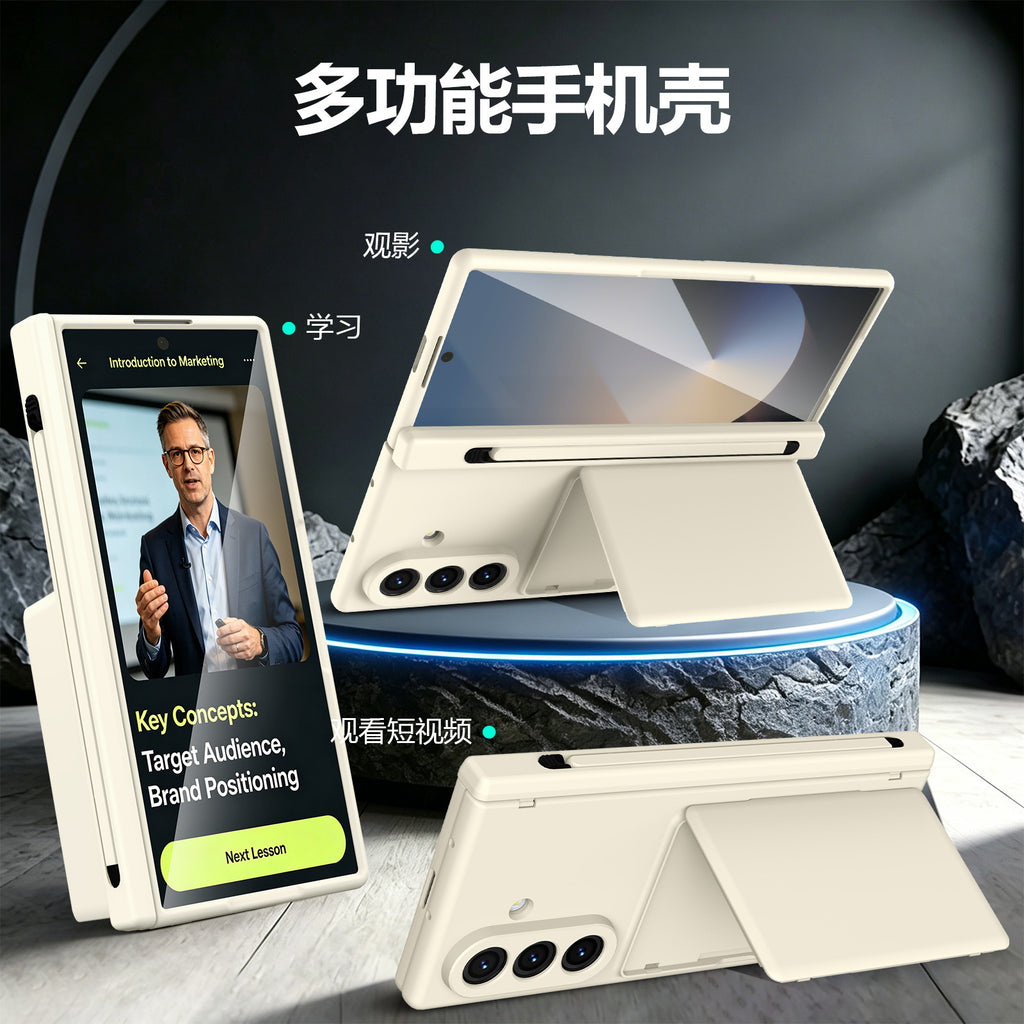 Cross-Border Applicable in Europe and America, Samsung Zfold8 Phone Case with Card Holder, Pen Slot, Folding Stand, Fold7/6/5 Protective Cover