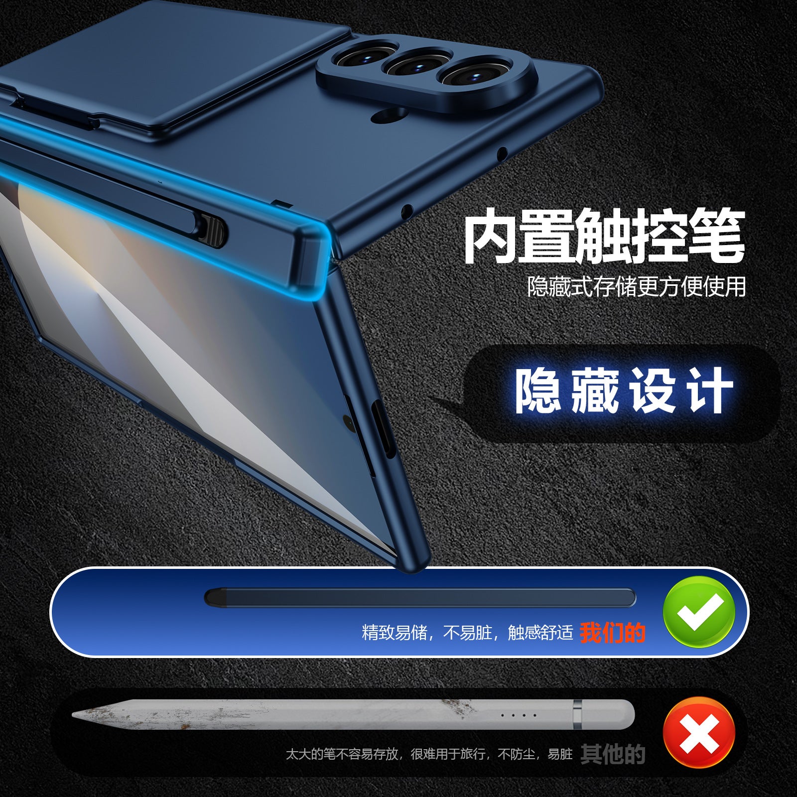 Cross-Border Applicable in Europe and America, Samsung Zfold8 Phone Case with Card Holder, Pen Slot, Folding Stand, Fold7/6/5 Protective Cover