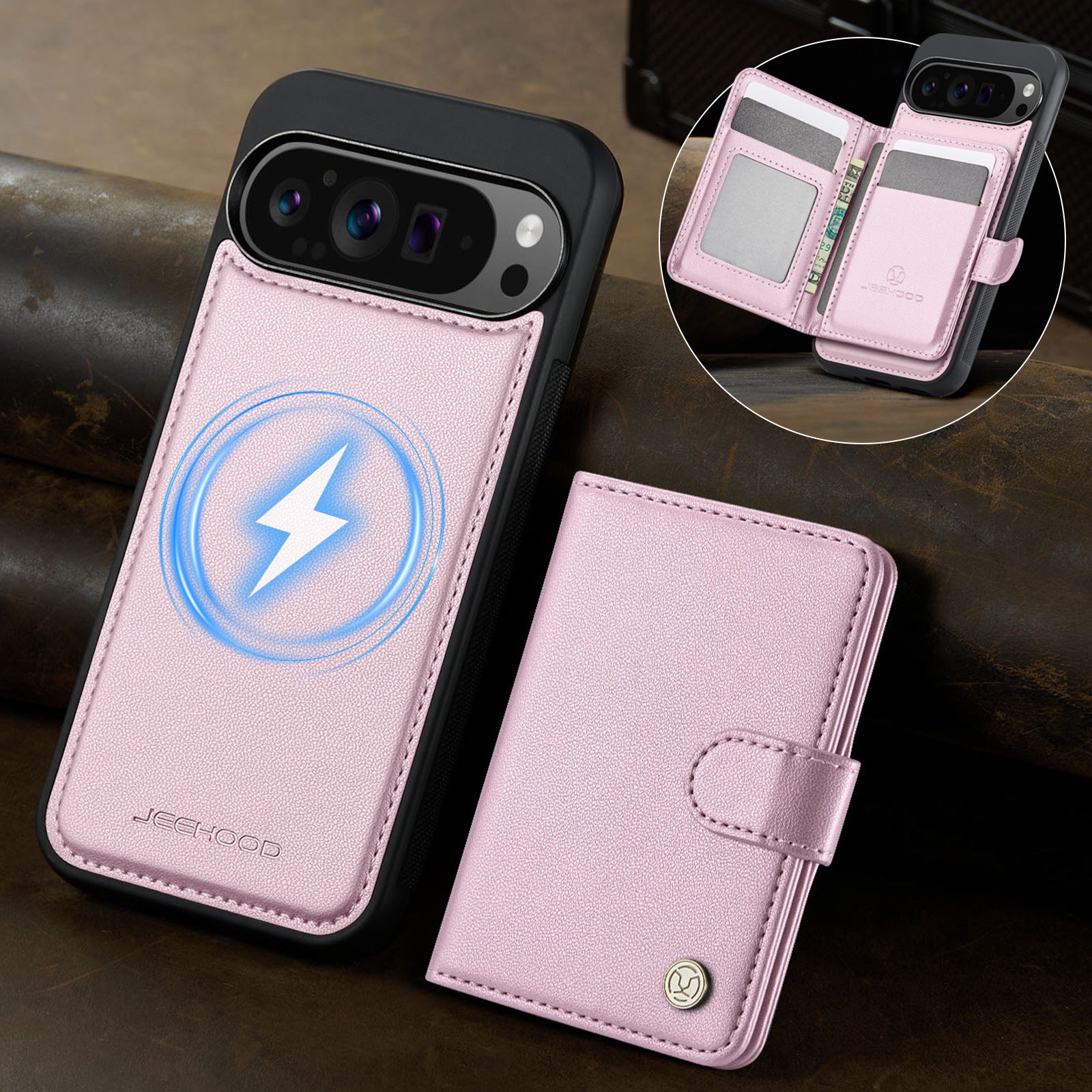Suitable for Google 11Proxl Magnetic Two-In-One Wireless Charging Phone Case Pixel 10 Card Holder Protective Cover