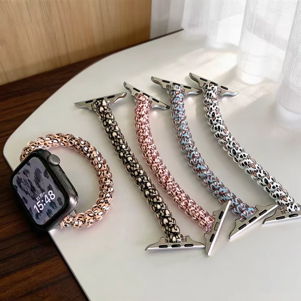 Suitable for Apple Watch Ultra Leopard Print Phone Strap Hair Tie iWatch Se Women's Watch Strap