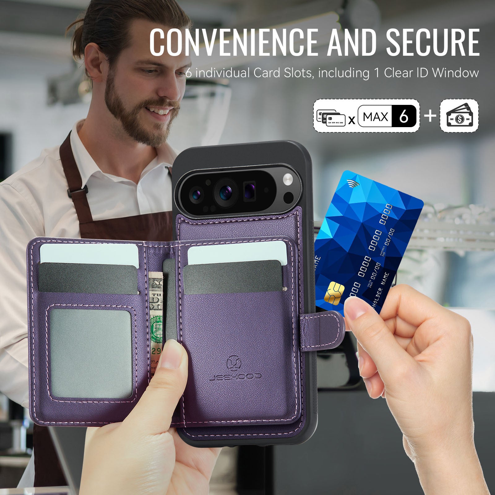 Suitable for Google 11Proxl Magnetic Two-In-One Wireless Charging Phone Case Pixel 10 Card Holder Protective Cover