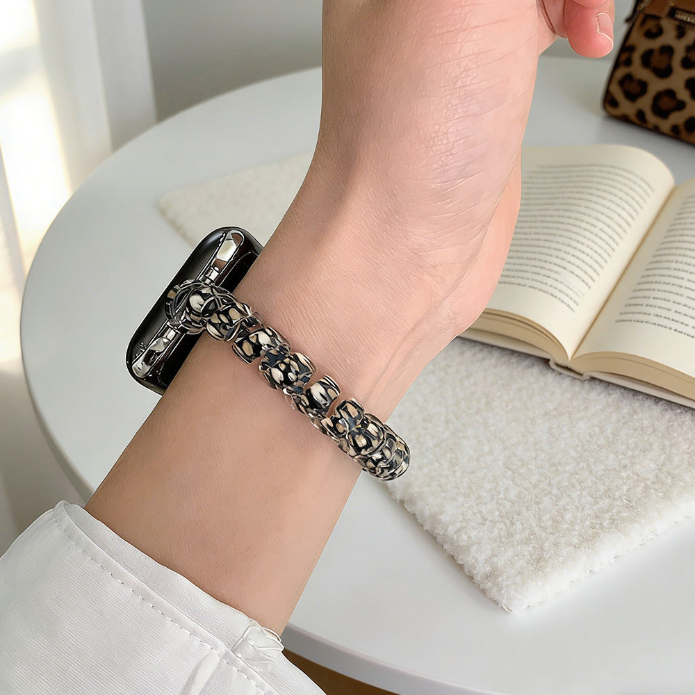 Suitable for Apple Watch Ultra Leopard Print Phone Strap Hair Tie iWatch Se Women's Watch Strap
