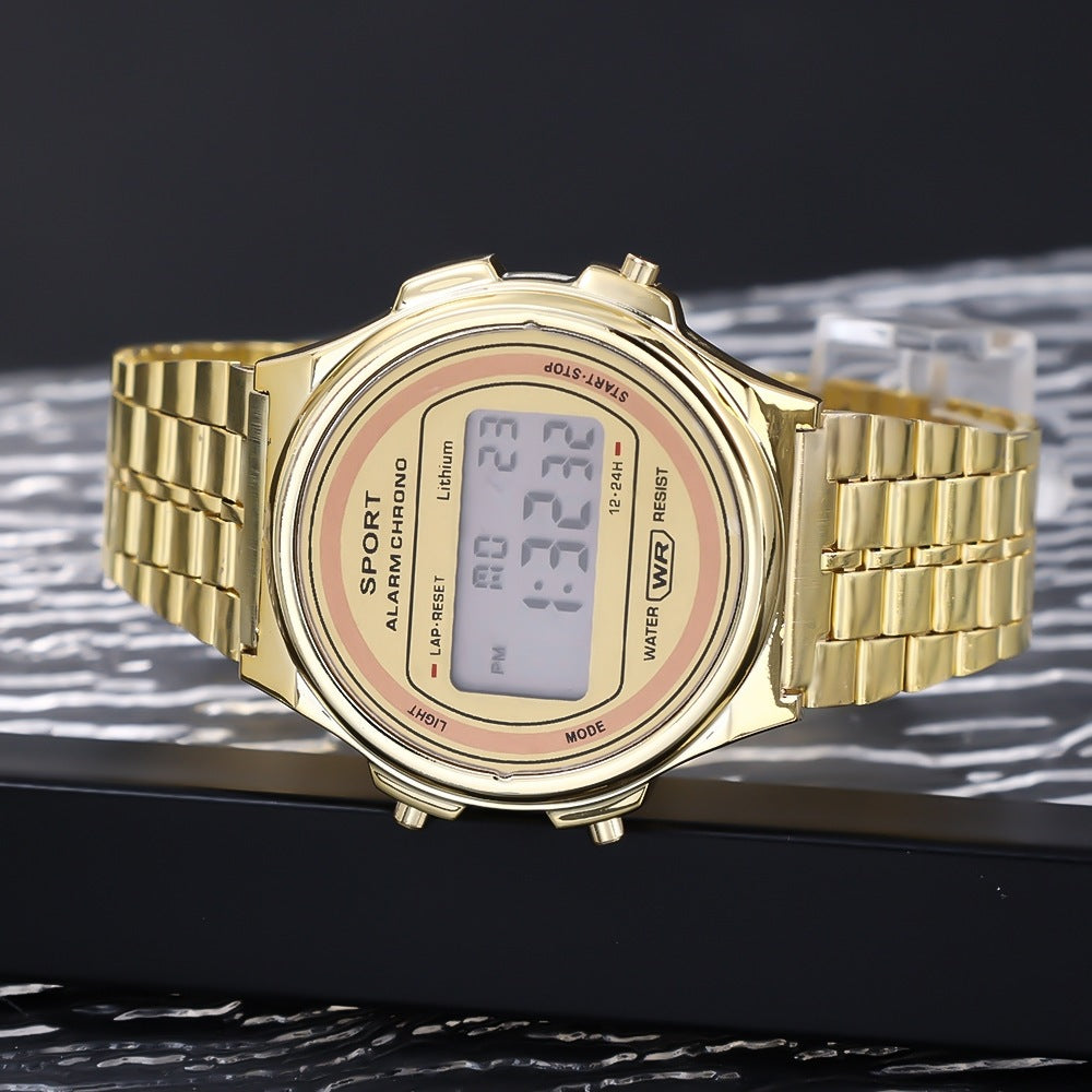 Explosive ultra-thin LED electronic watch WR F92W steel band A159 new round fashion watch multi-function electronic watch
