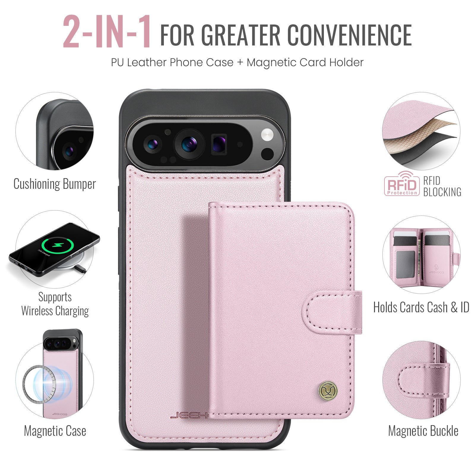 Suitable for Google 11Proxl Magnetic Two-In-One Wireless Charging Phone Case Pixel 10 Card Holder Protective Cover