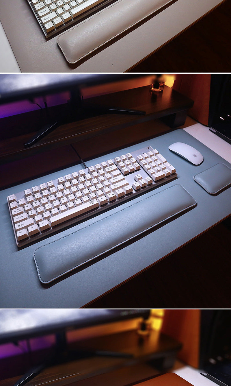 Source factory simple leather mouse pad oversized wrist keyboard hand rest solid color computer office wrist pad wholesale