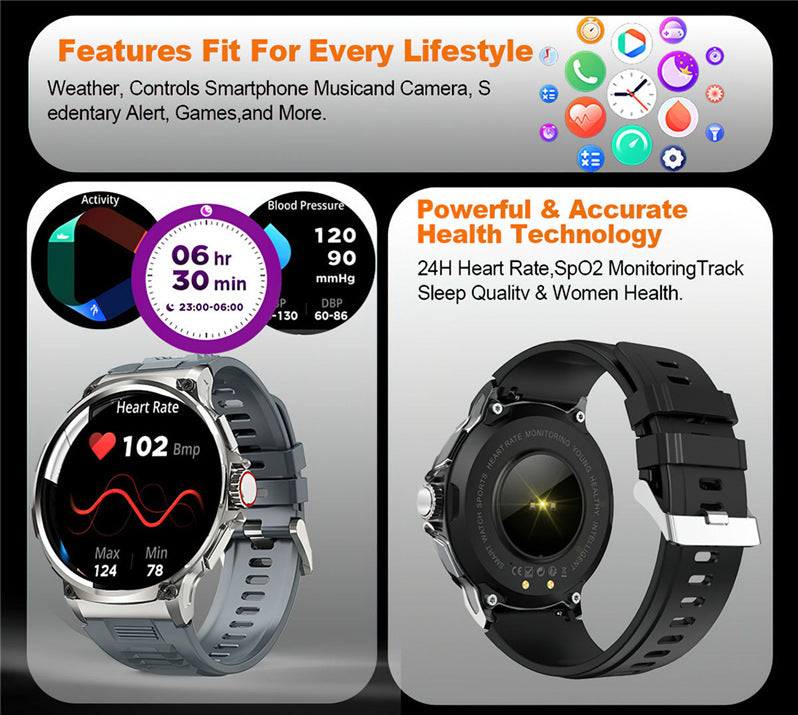V69 Smart Watch 1.85inch Large Screen Bluetooth Call Large Screen Heart Rate Blood Oxygen Multi-Sport Outdoor Pedometer Bracelet