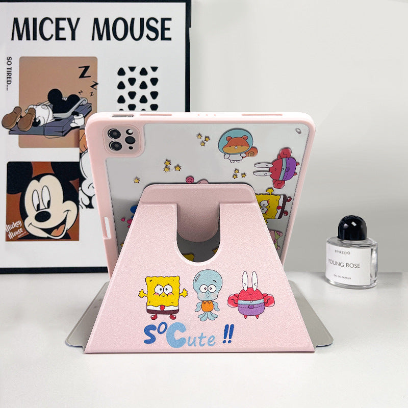 Suitable for ipadair7 flat protective cover pro11 inch cartoon painted 9 generation mini76 acrylic 10/11 generation