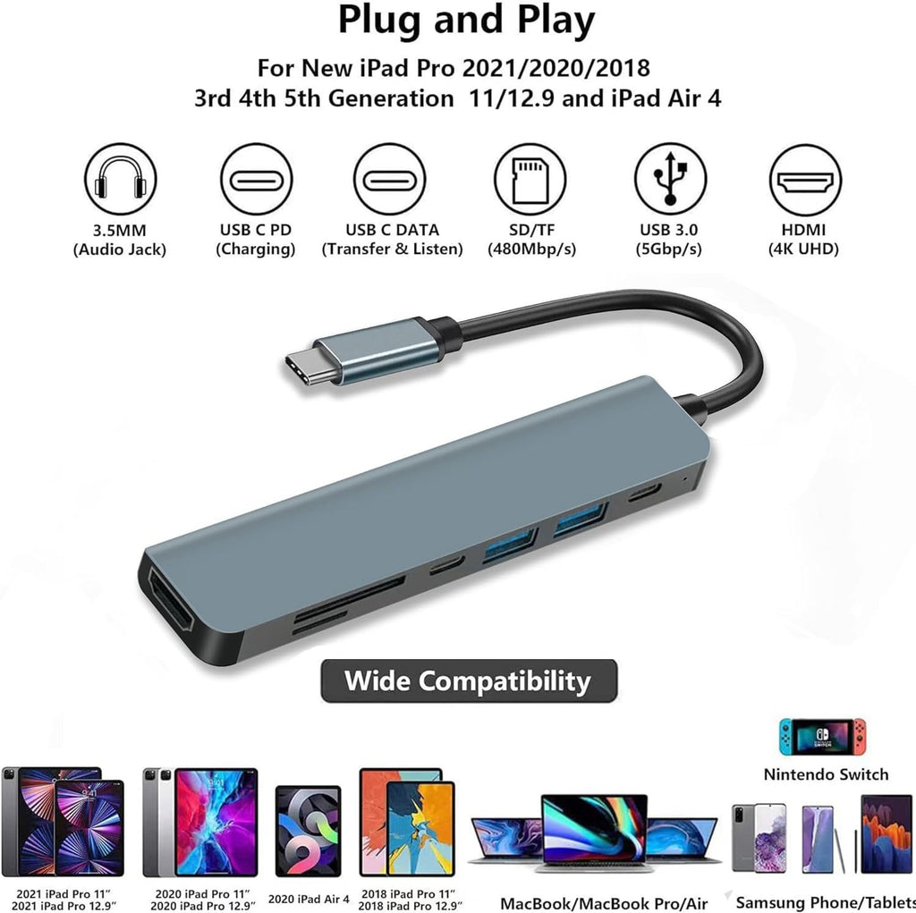 typec docking station hd4K mobile phone tablet computer switch game machine multi-function usb seven-in-one docking station