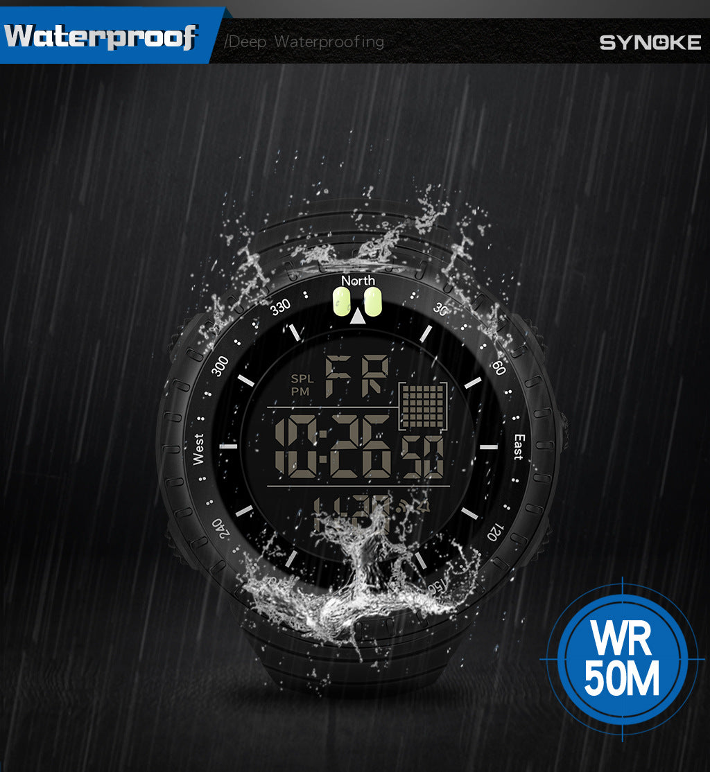 Factory Product Synoke Sports Electronic Watch Outdoor Mountaineering Multi-Functional Luminous Waterproof Large Dial Fashionable Commuter Watch
