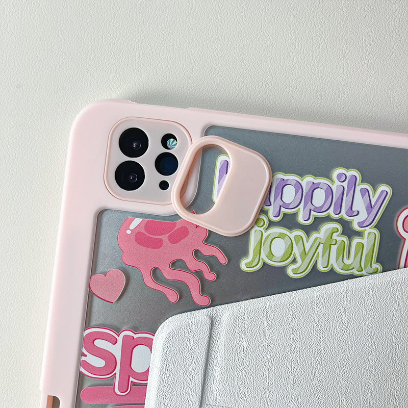 Suitable for ipadair7 flat protective cover pro11 inch cartoon painted 9 generation mini76 acrylic 10/11 generation