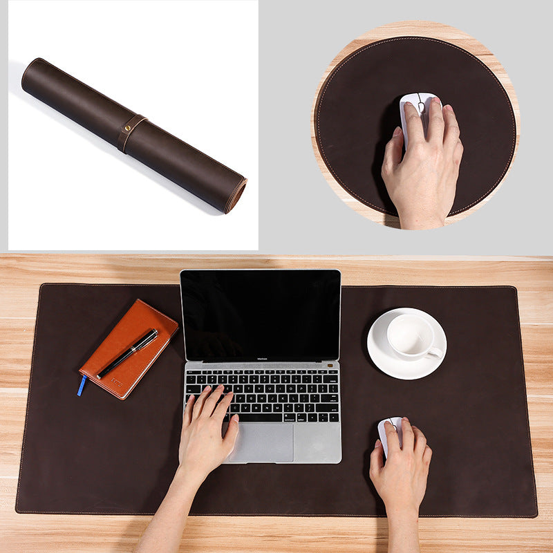 Thickened Crazy Horse leather computer table mat desk leather mouse pad cowhide laptop comfortable non-slip leather pad