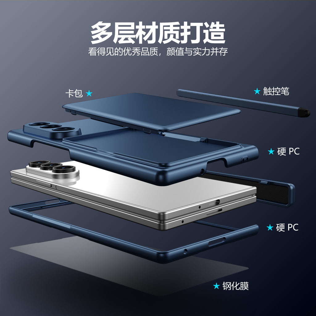 Cross-Border Applicable in Europe and America, Samsung Zfold8 Phone Case with Card Holder, Pen Slot, Folding Stand, Fold7/6/5 Protective Cover