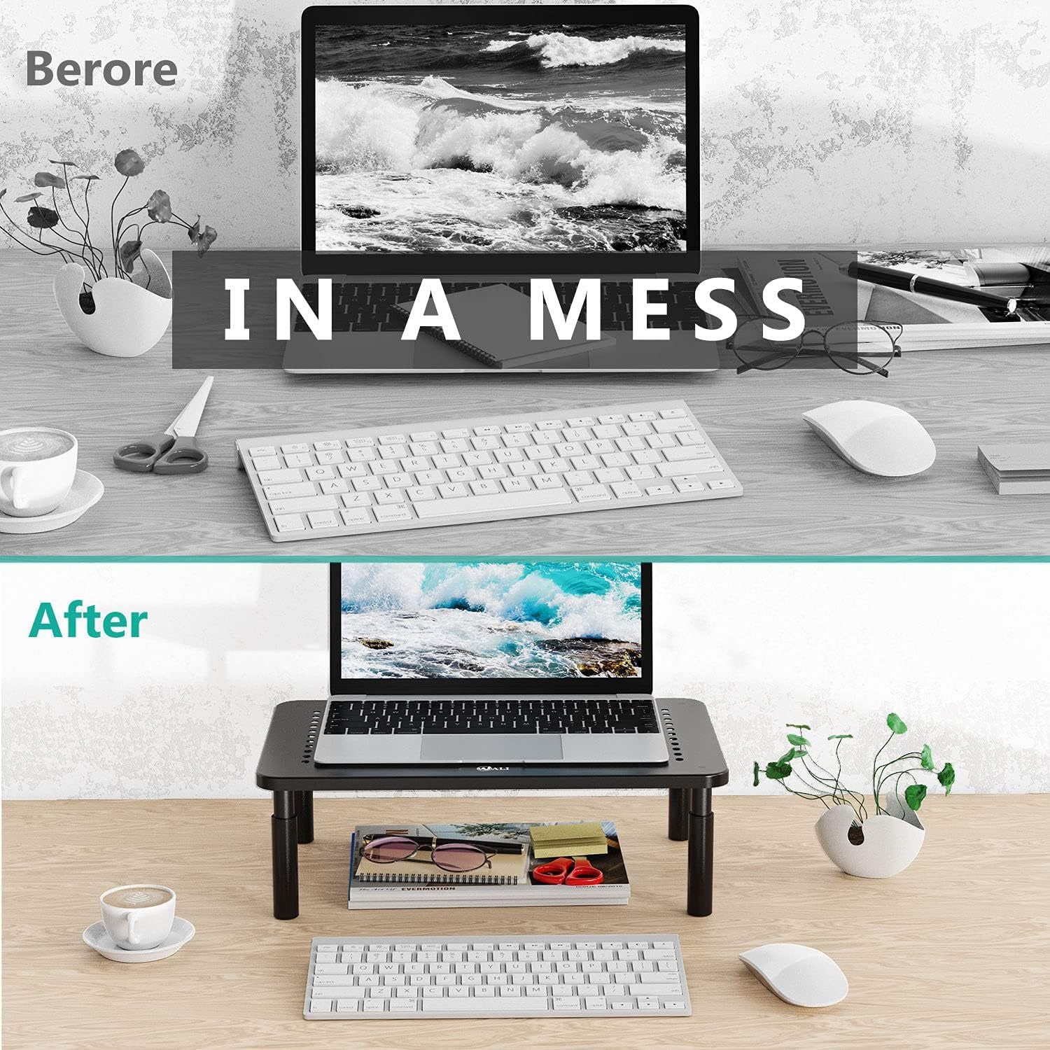 Cross-Border Monitor Computer Stand, Adjustable Height Laptop Desktop Base, Storage Rack, Height-Increasing Stand