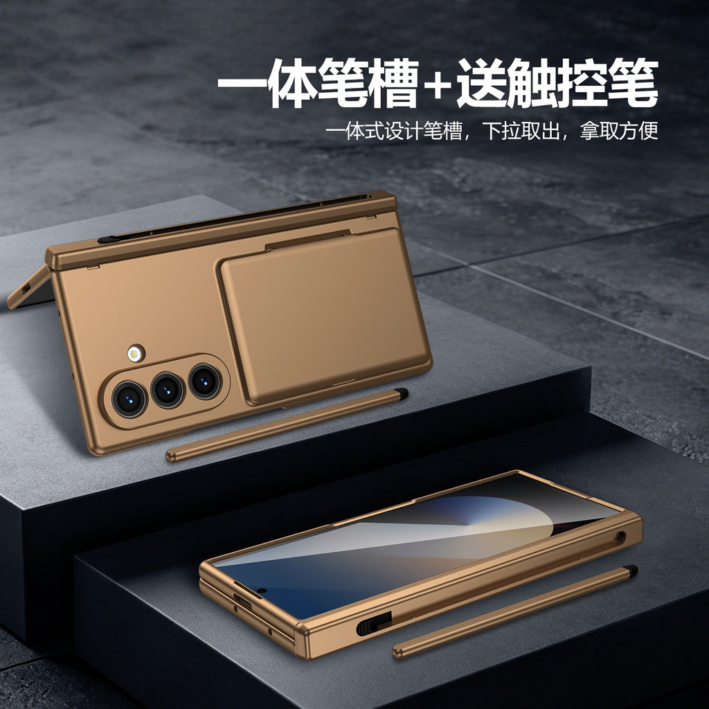 Cross-Border Applicable in Europe and America, Samsung Zfold8 Phone Case with Card Holder, Pen Slot, Folding Stand, Fold7/6/5 Protective Cover