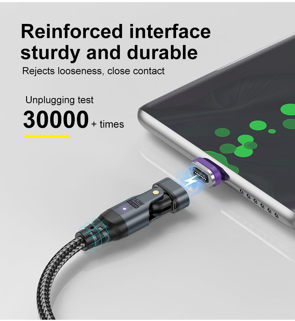 USLION Cross-border New 240W Magnetic Suction Data Line USB-C to C Notebook Computer Mobile Phone PD Fast Charge 5A