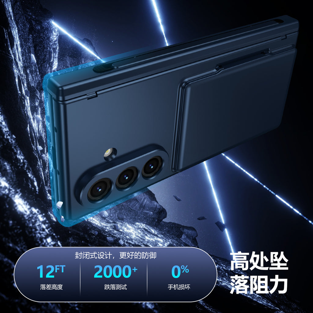 Cross-Border Applicable in Europe and America, Samsung Zfold8 Phone Case with Card Holder, Pen Slot, Folding Stand, Fold7/6/5 Protective Cover