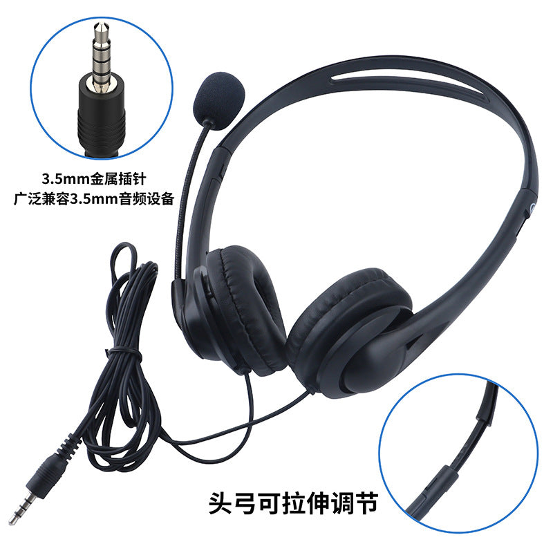 Wired Headset with Microphone Stereo Operator Computer Headset Tablet Phone Universal