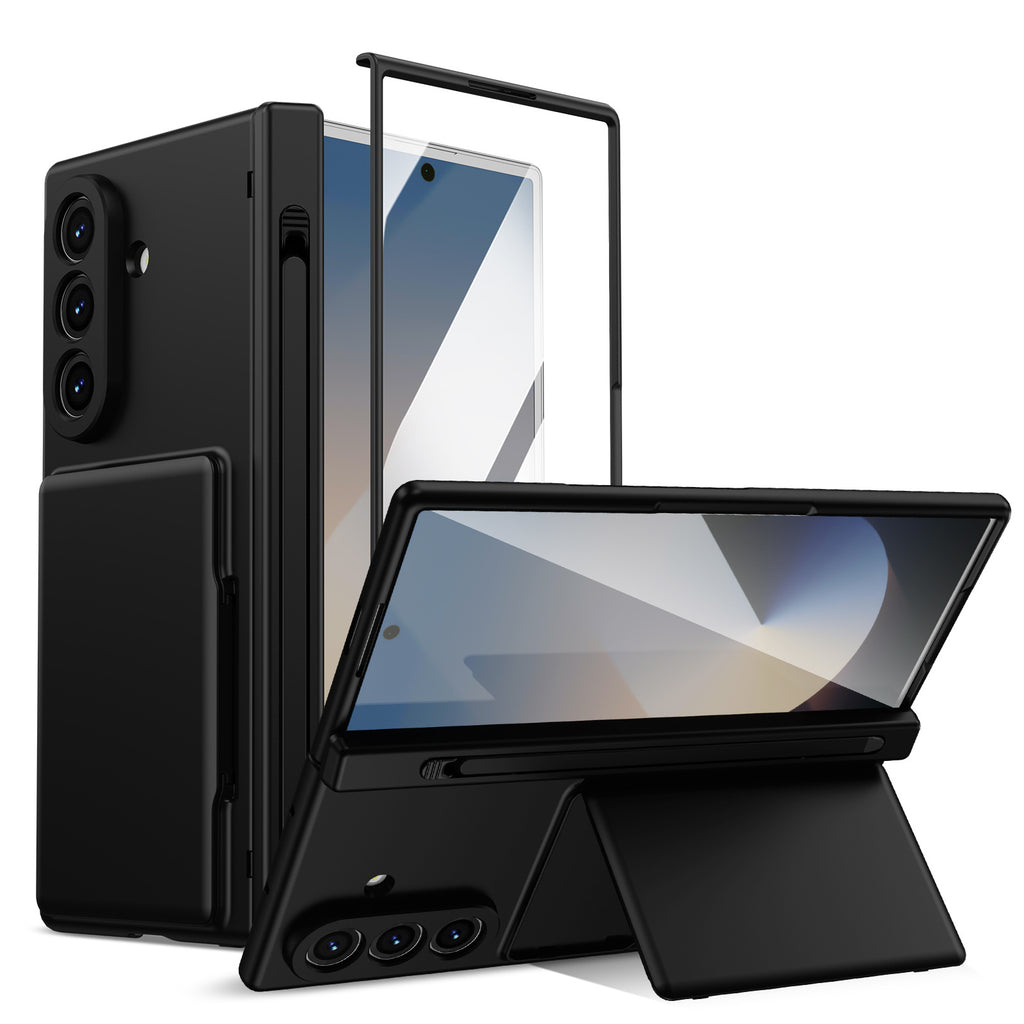Cross-Border Applicable in Europe and America, Samsung Zfold8 Phone Case with Card Holder, Pen Slot, Folding Stand, Fold7/6/5 Protective Cover