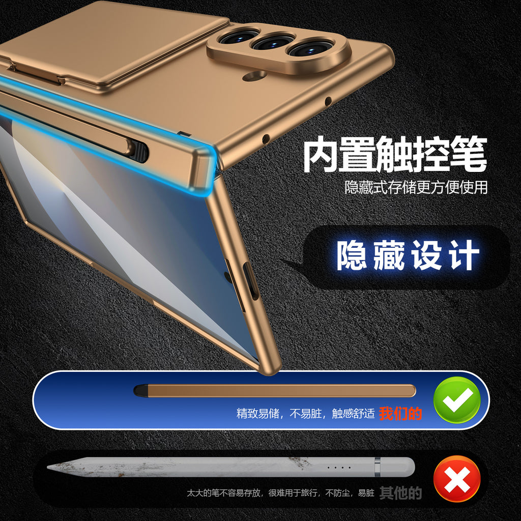 Cross-Border Applicable in Europe and America, Samsung Zfold8 Phone Case with Card Holder, Pen Slot, Folding Stand, Fold7/6/5 Protective Cover