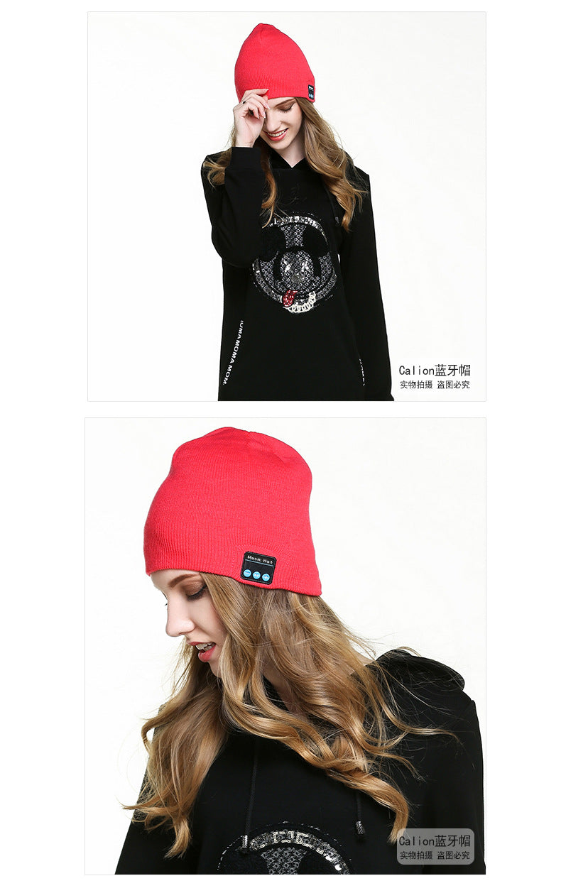 Amazon New Knitted Pullover Cap Winter Warm Charging Removeable Wireless Bluetooth Call Headset Music Hat