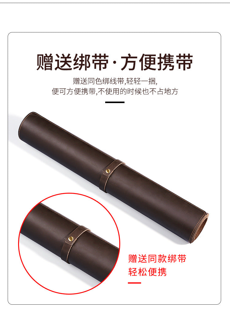 Thickened Crazy Horse leather computer table mat desk leather mouse pad cowhide laptop comfortable non-slip leather pad