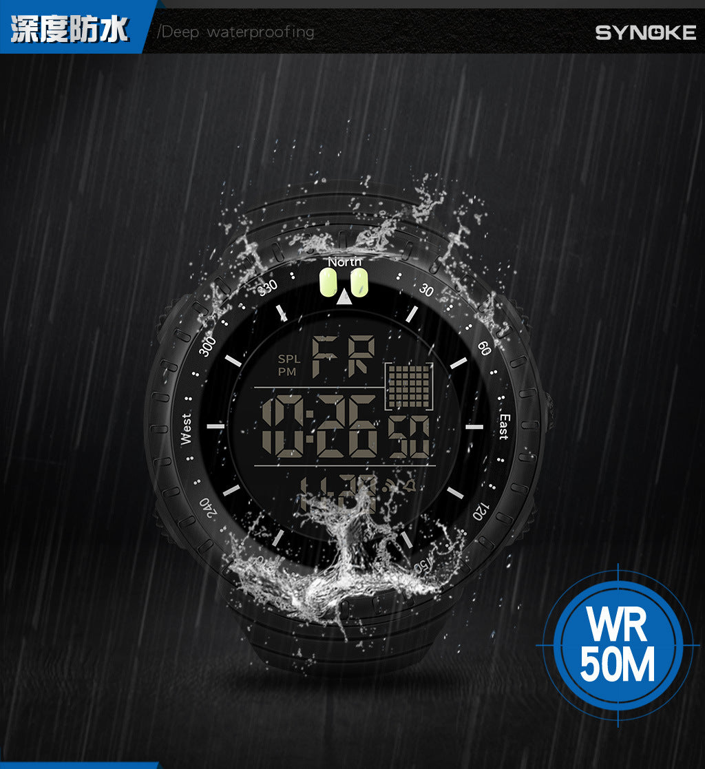 Factory Product Synoke Sports Electronic Watch Outdoor Mountaineering Multi-Functional Luminous Waterproof Large Dial Fashionable Commuter Watch