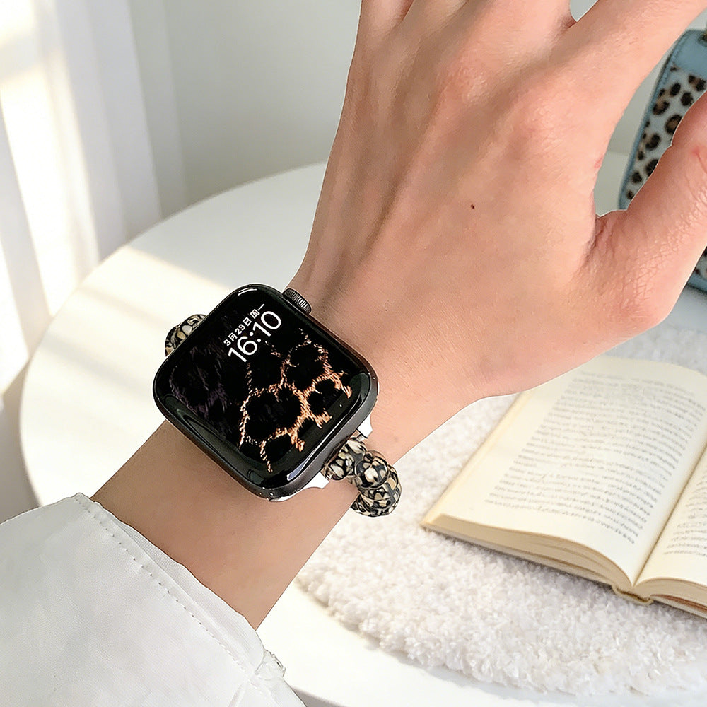 Suitable for Apple Watch Ultra Leopard Print Phone Strap Hair Tie iWatch Se Women's Watch Strap