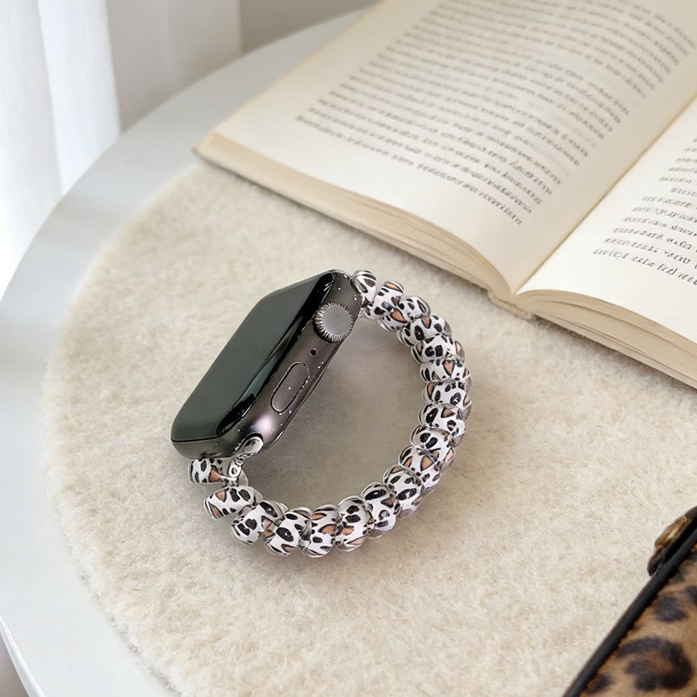 Suitable for Apple Watch Ultra Leopard Print Phone Strap Hair Tie iWatch Se Women's Watch Strap