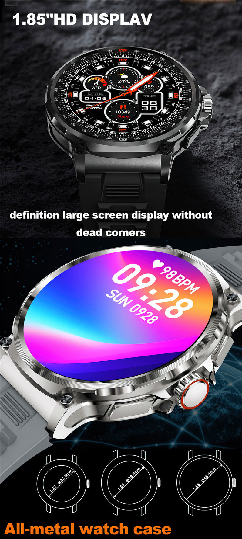 V69 Smart Watch 1.85inch Large Screen Bluetooth Call Large Screen Heart Rate Blood Oxygen Multi-Sport Outdoor Pedometer Bracelet