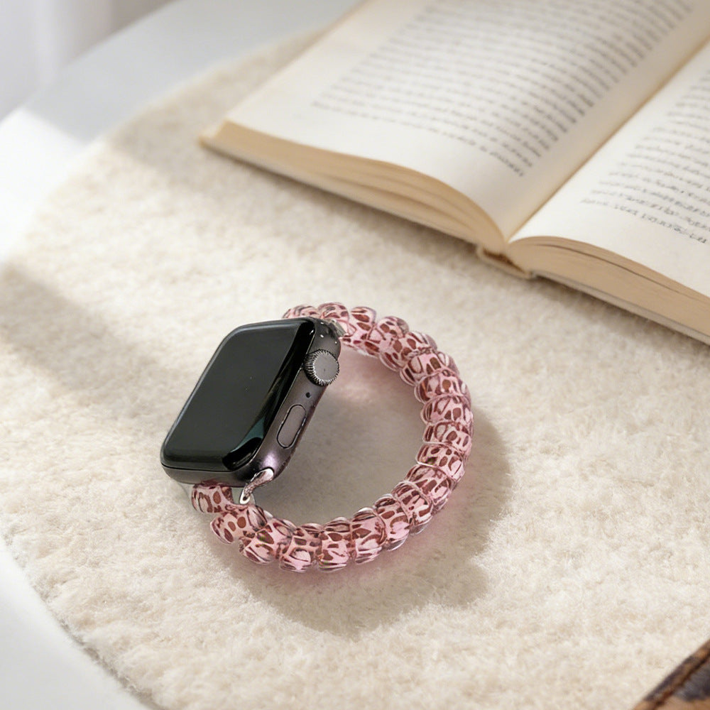 Suitable for Apple Watch Ultra Leopard Print Phone Strap Hair Tie iWatch Se Women's Watch Strap