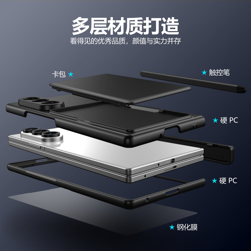 Cross-Border Applicable in Europe and America, Samsung Zfold8 Phone Case with Card Holder, Pen Slot, Folding Stand, Fold7/6/5 Protective Cover