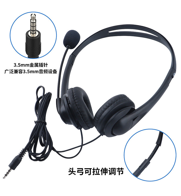 Wired Headset with Microphone Stereo Operator Computer Headset Tablet Phone Universal