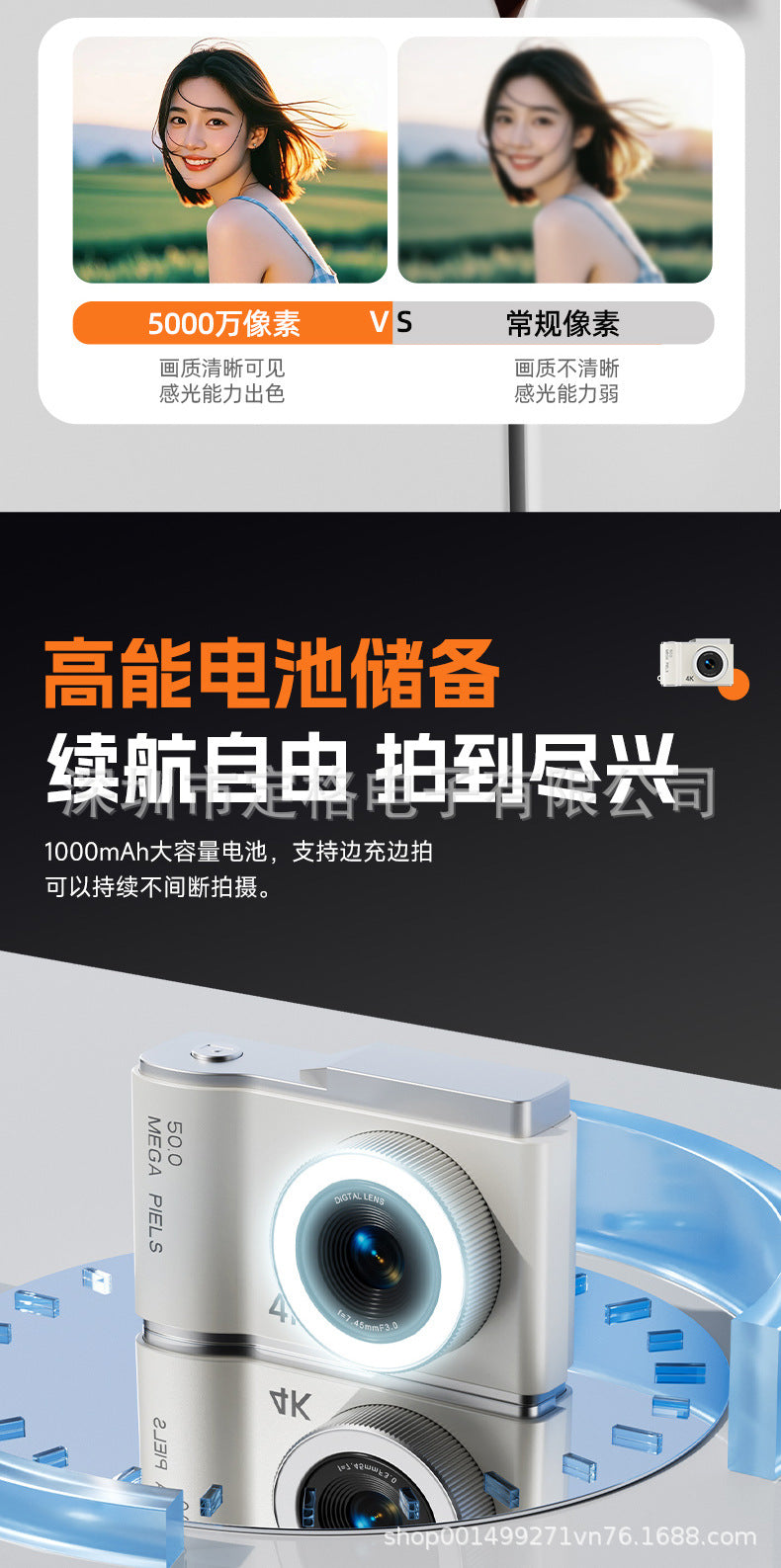 New Cross-Border D05 Children's Camera for School Students, Portable High-Definition Digital Wholesale Retro Ccd Compact Camera with Telephoto Lens
