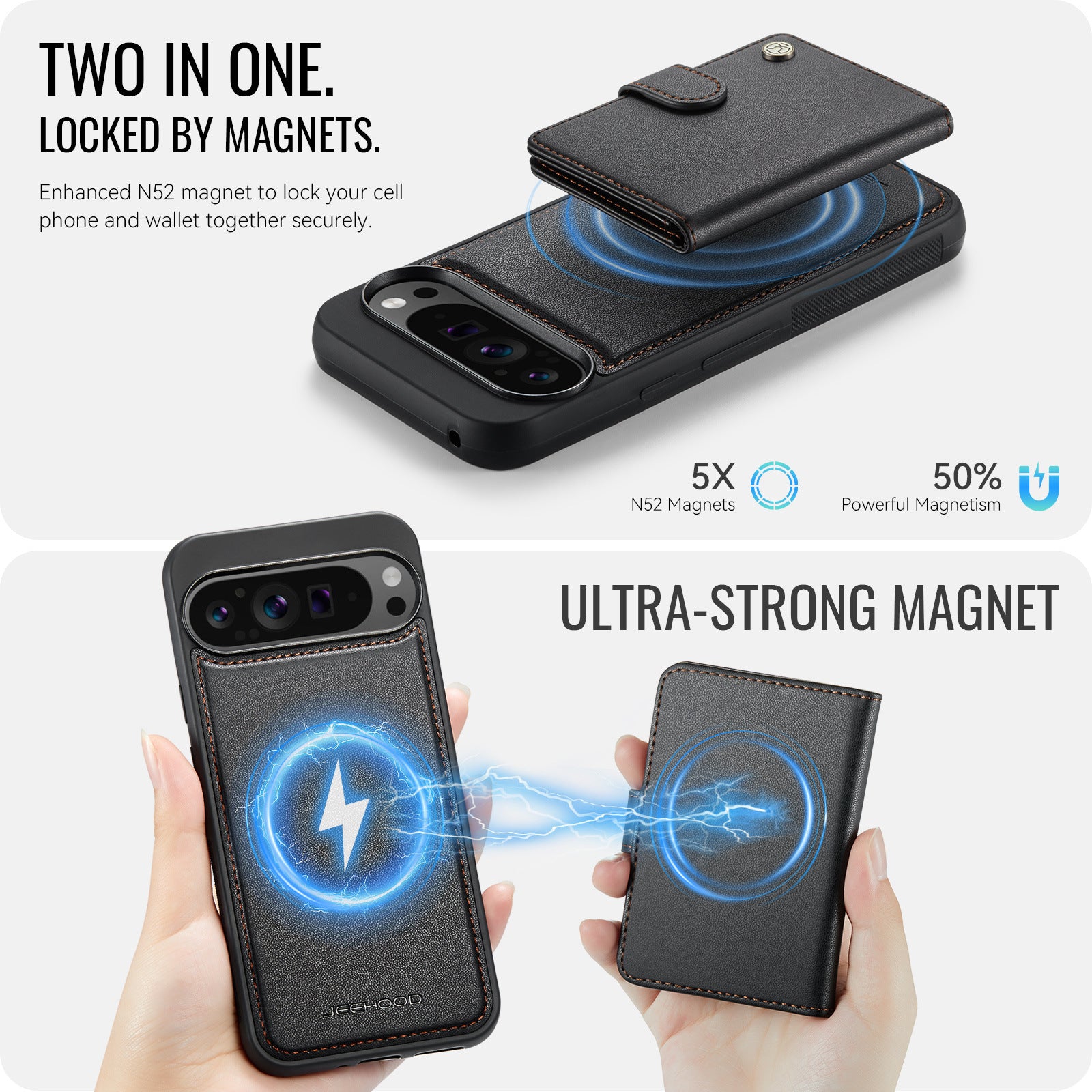 Suitable for Google 11Proxl Magnetic Two-In-One Wireless Charging Phone Case Pixel 10 Card Holder Protective Cover