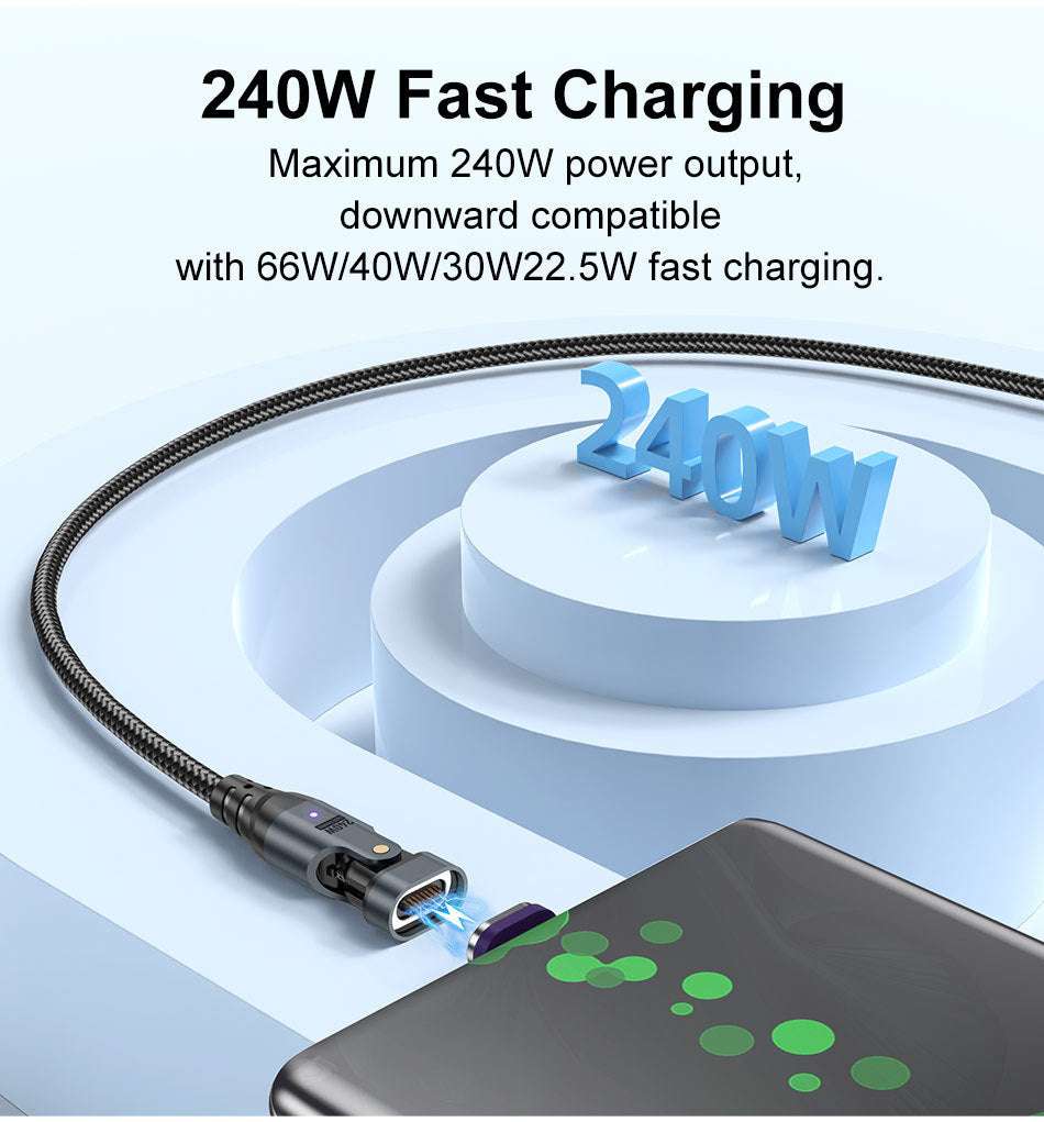 USLION Cross-border New 240W Magnetic Suction Data Line USB-C to C Notebook Computer Mobile Phone PD Fast Charge 5A