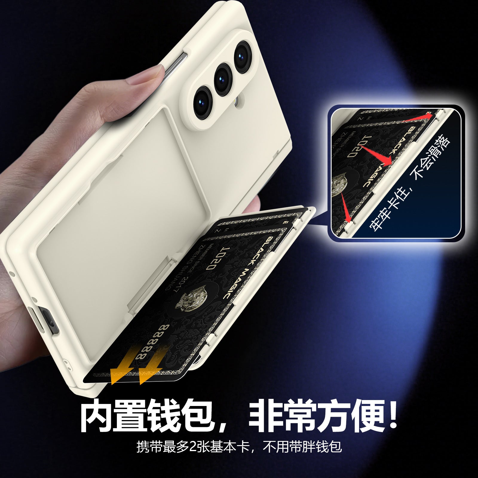 Cross-Border Applicable in Europe and America, Samsung Zfold8 Phone Case with Card Holder, Pen Slot, Folding Stand, Fold7/6/5 Protective Cover