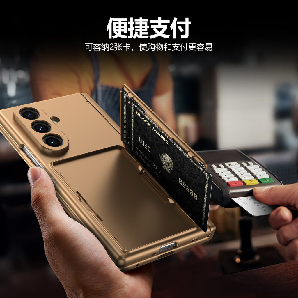 Cross-Border Applicable in Europe and America, Samsung Zfold8 Phone Case with Card Holder, Pen Slot, Folding Stand, Fold7/6/5 Protective Cover