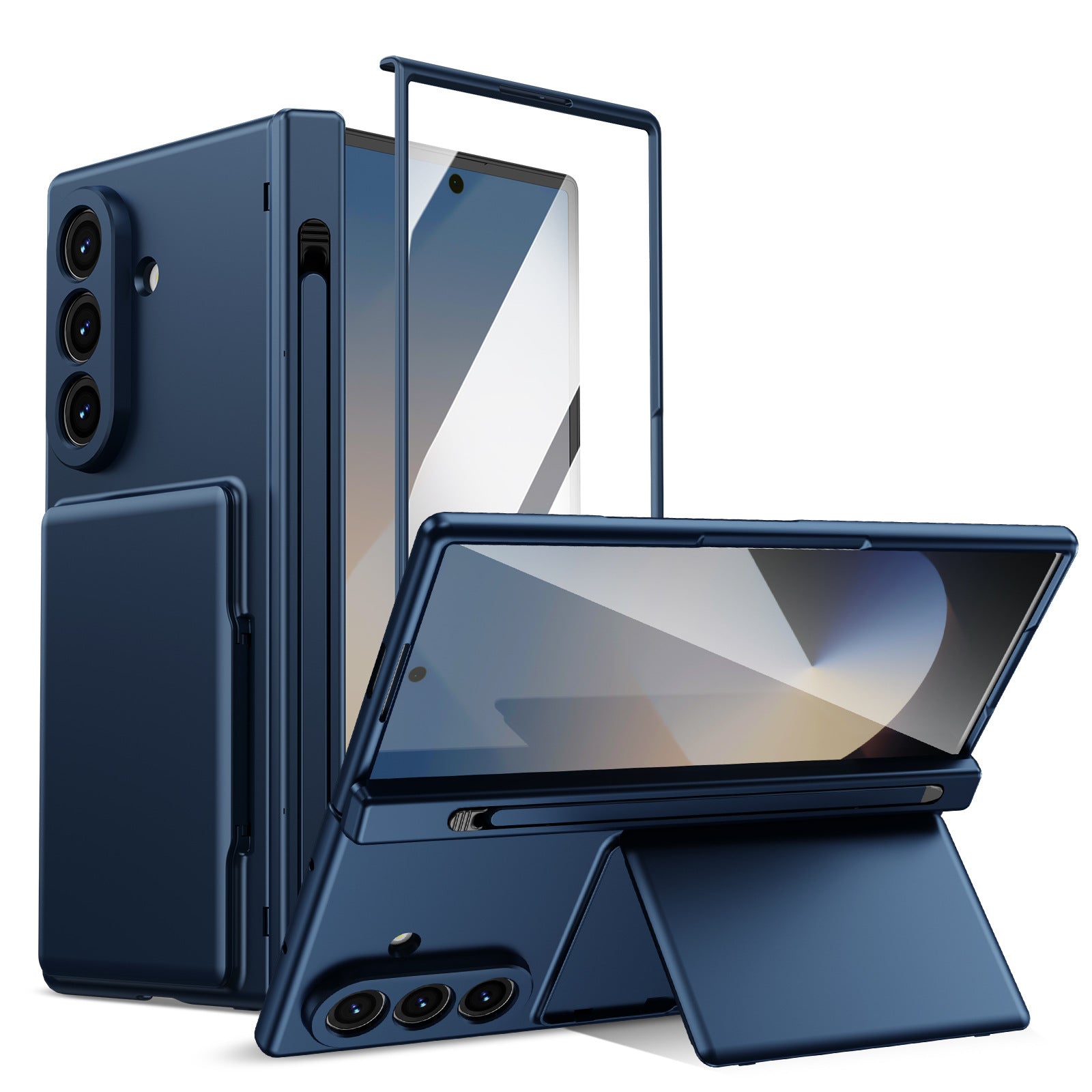 Cross-Border Applicable in Europe and America, Samsung Zfold8 Phone Case with Card Holder, Pen Slot, Folding Stand, Fold7/6/5 Protective Cover